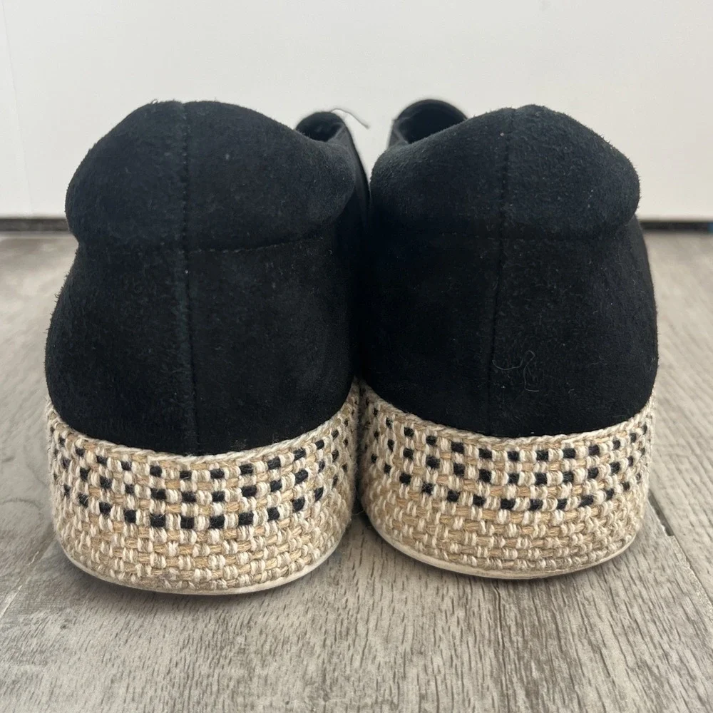 Vince Women's Suede Platform Espadrille Slip On Casual Shoes Black‎ Woven Size 9